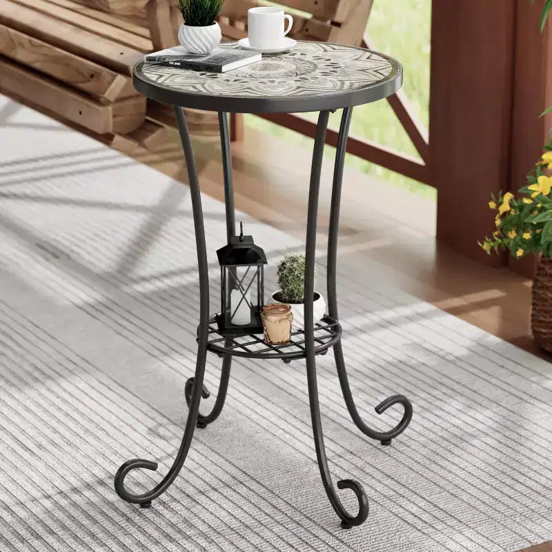 Christopher Knight Home Jaxon Tavolino da giardino con ripiano in ferro e piastrelle di ceramica
