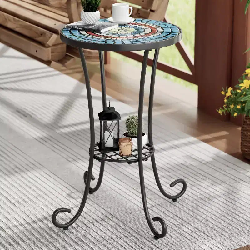 Christopher Knight Home Jaxon Tavolino da giardino con ripiano in ferro e piastrelle di ceramica