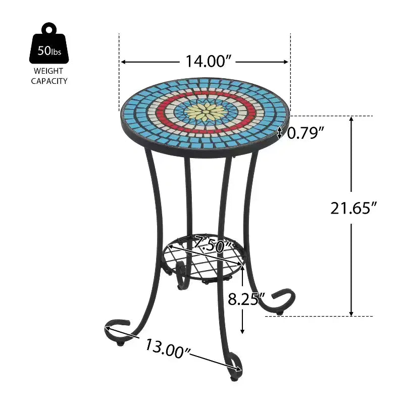 Christopher Knight Home Jaxon Tavolino da giardino con ripiano in ferro e piastrelle di ceramica