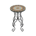 Christopher Knight Home Anna Outdoor Iron and Ceramic Tile Floral Design Accent Table, Colorful/Black