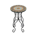 Christopher Knight Home Anna Outdoor Iron and Ceramic Tile Floral Design Accent Table, Colorful/Black