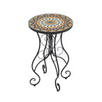 Christopher Knight Home Anna Table d'appoint d'extérieur en fer et carreaux de céramique à motif floral, Coloré/Noir