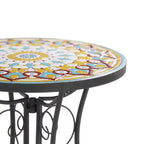 Christopher Knight Home Anna Table d'appoint d'extérieur en fer et carreaux de céramique à motif floral, Coloré/Noir