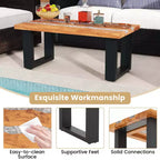 Table de patio Costway en teck avec plateau en résine époxy imitation rivière Table d'appoint intérieure/extérieure