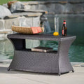 GDFStudio Prazen Outdoor Wicker Side Table with Umbrella Hole