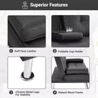Divano Futon Home Imports Emporium con braccioli e portabicchieri, portabicchieri e funzione reclinabile, ideale per soggiorni