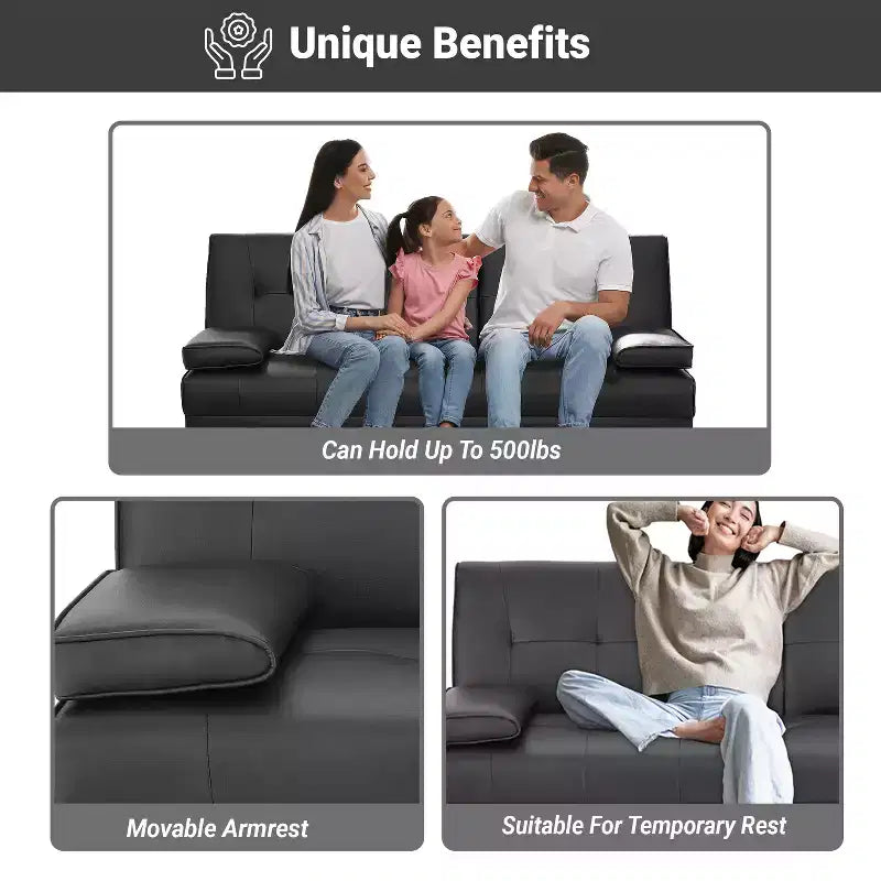 Divano Futon Home Imports Emporium con braccioli e portabicchieri, portabicchieri e funzione reclinabile, ideale per soggiorni