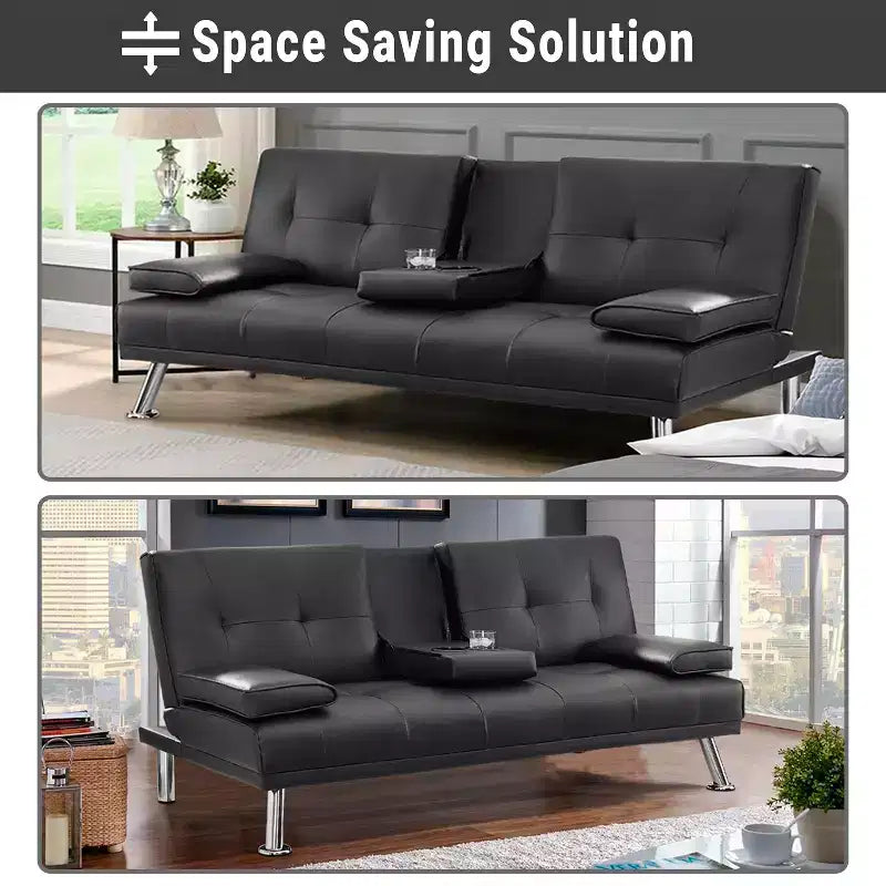 Divano Futon Home Imports Emporium con braccioli e portabicchieri, portabicchieri e funzione reclinabile, ideale per soggiorni