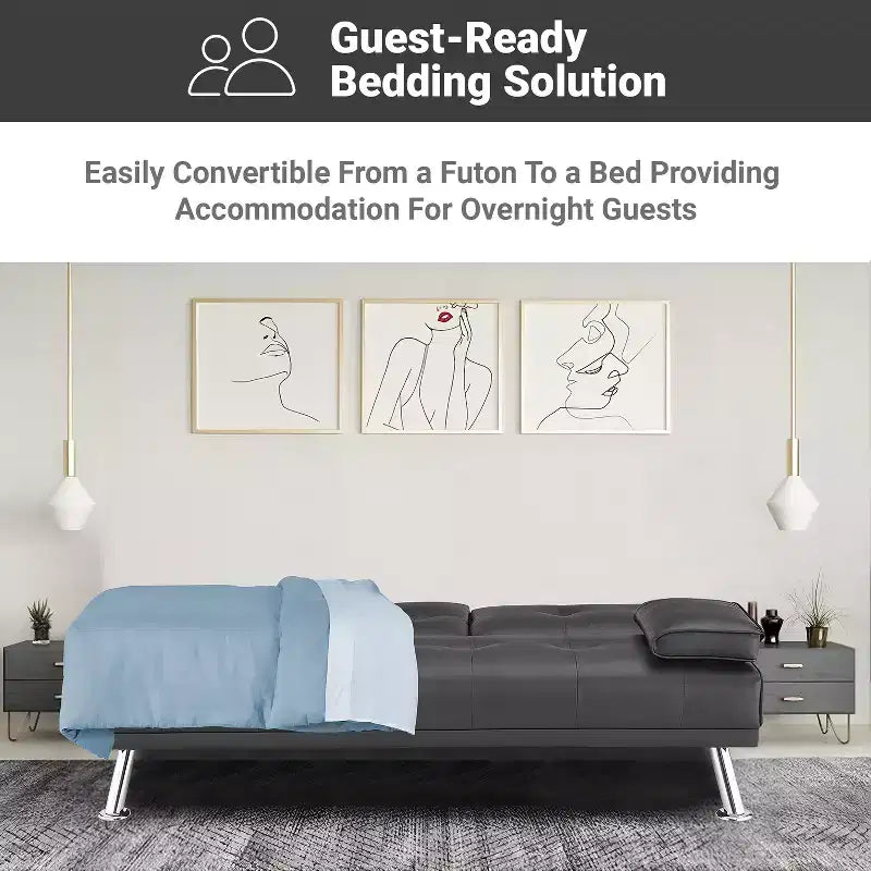Divano Futon Home Imports Emporium con braccioli e portabicchieri, portabicchieri e funzione reclinabile, ideale per soggiorni