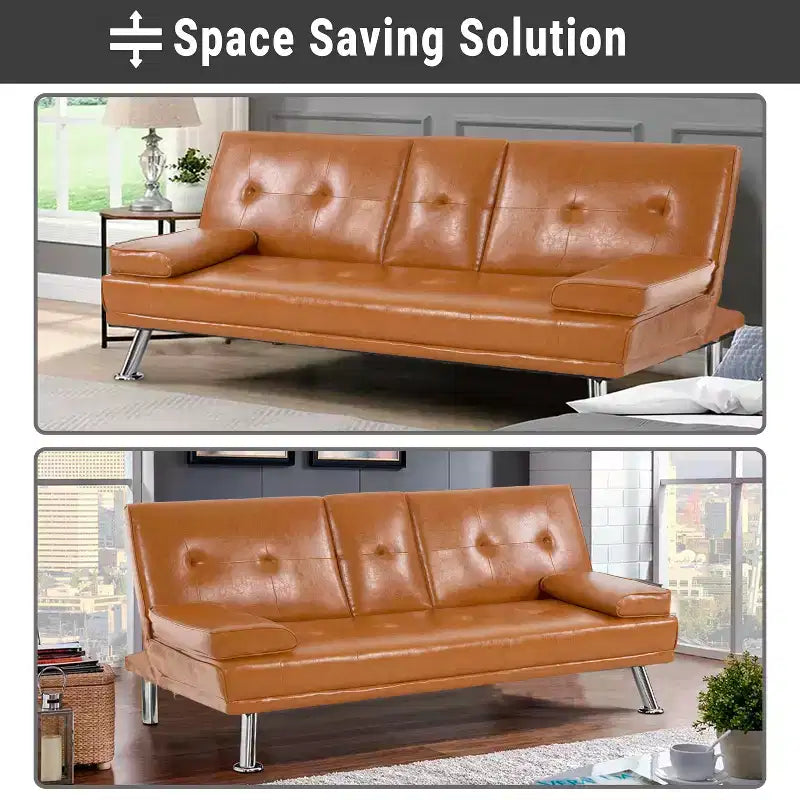 Divano Futon Home Imports Emporium con braccioli e portabicchieri, portabicchieri e funzione reclinabile, ideale per soggiorni