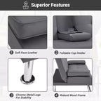 Divano Futon Home Imports Emporium con braccioli e portabicchieri, portabicchieri e funzione reclinabile, ideale per soggiorni