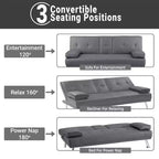 Divano Futon Home Imports Emporium con braccioli e portabicchieri, portabicchieri e funzione reclinabile, ideale per soggiorni