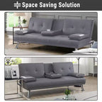 Divano Futon Home Imports Emporium con braccioli e portabicchieri, portabicchieri e funzione reclinabile, ideale per soggiorni
