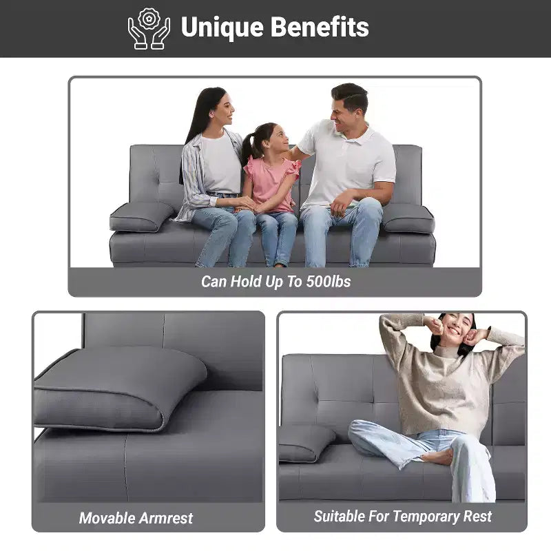 Divano Futon Home Imports Emporium con braccioli e portabicchieri, portabicchieri e funzione reclinabile, ideale per soggiorni