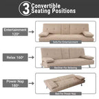Divano Futon Home Imports Emporium con braccioli e portabicchieri, portabicchieri e funzione reclinabile, ideale per soggiorni