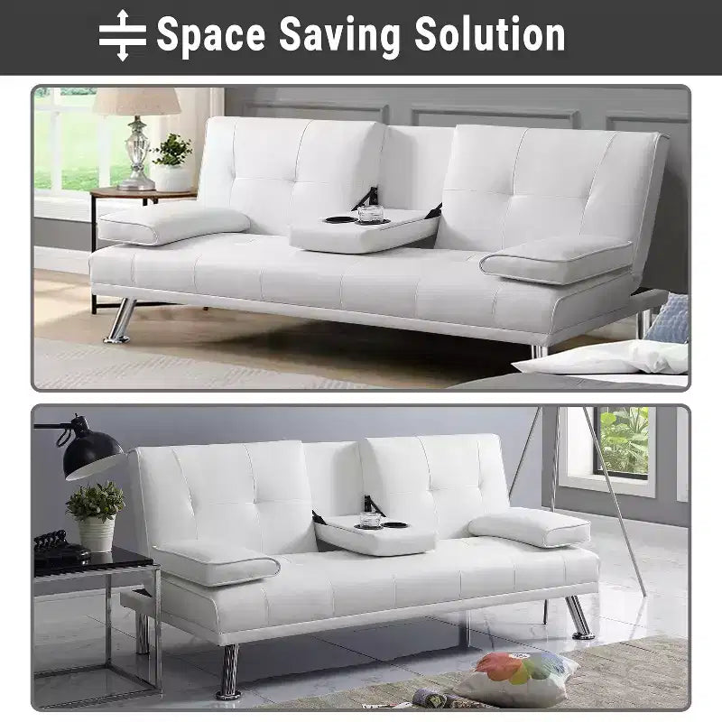 Divano Futon Home Imports Emporium con braccioli e portabicchieri, portabicchieri e funzione reclinabile, ideale per soggiorni