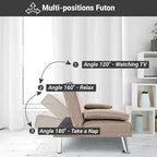 Divano Futon Home Imports Emporium con braccioli e portabicchieri, portabicchieri e funzione reclinabile, ideale per soggiorni