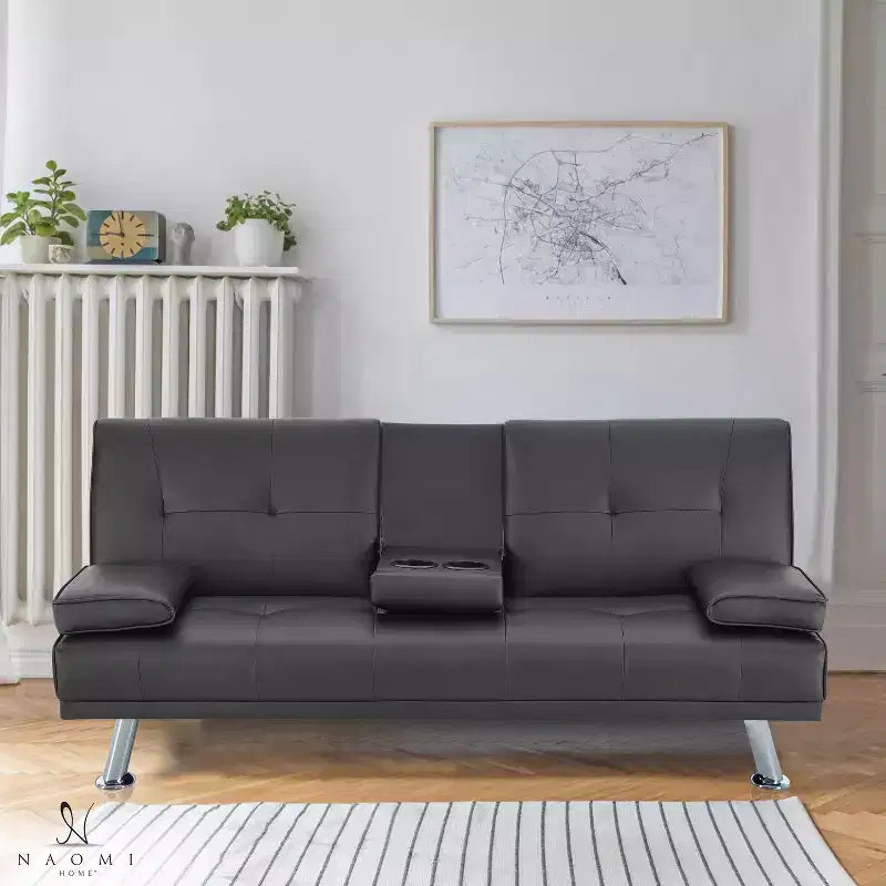 Divano Futon Home Imports Emporium con braccioli e portabicchieri, portabicchieri e funzione reclinabile, ideale per soggiorni