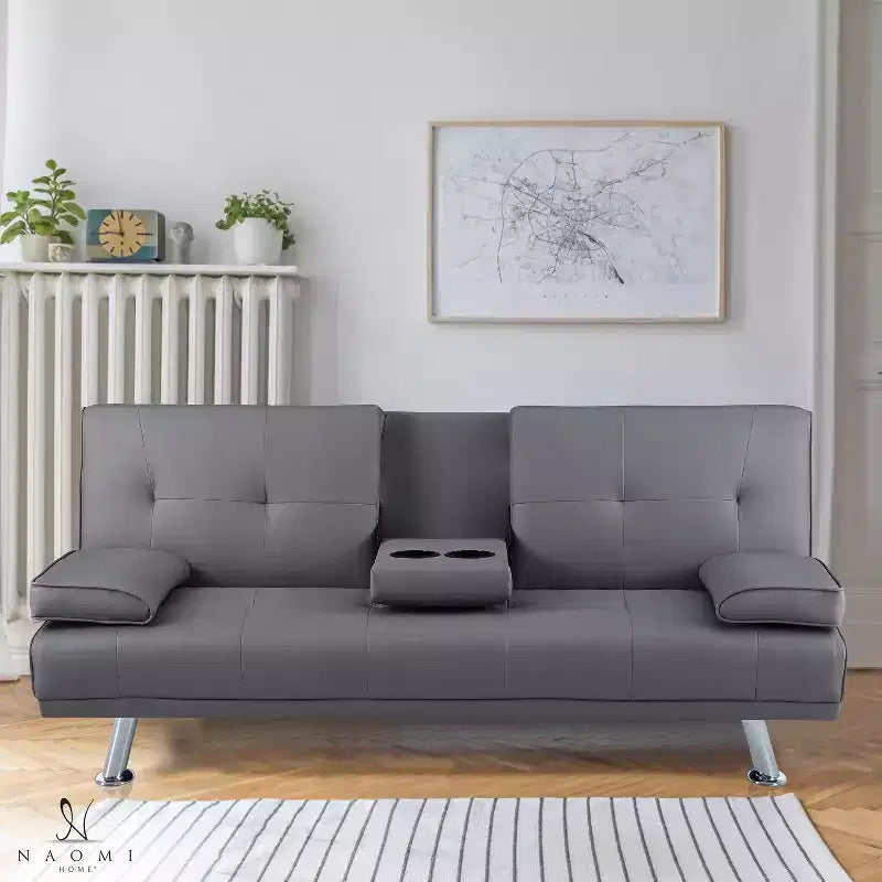 Divano Futon Home Imports Emporium con braccioli e portabicchieri, portabicchieri e funzione reclinabile, ideale per soggiorni