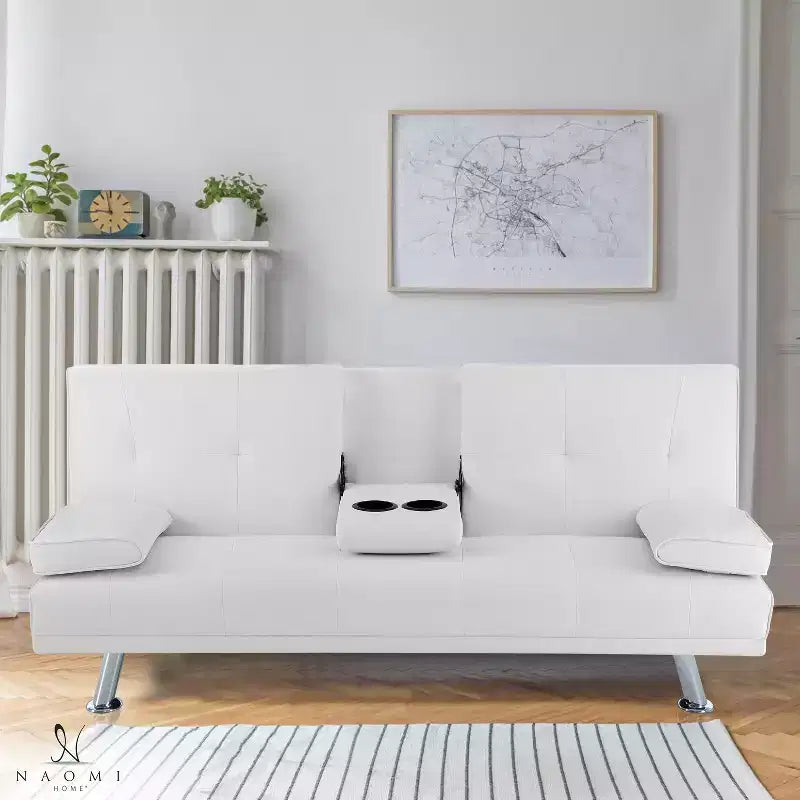 Divano Futon Home Imports Emporium con braccioli e portabicchieri, portabicchieri e funzione reclinabile, ideale per soggiorni
