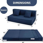 Divano letto pieghevole, divano letto pieghevole con cuscino, materasso convertibile per sedia letto, divano a pavimento futon con copertura lavabile in memory foam, blu
