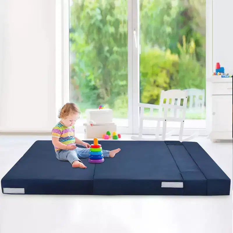 Divano letto pieghevole, divano letto pieghevole con cuscino, materasso convertibile per sedia letto, divano a pavimento futon con copertura lavabile in memory foam, blu