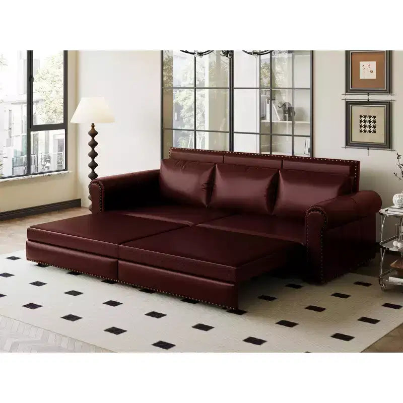 GDFStudio Mary Divano Letto Convertibile King Size Multifunzionale da 93,7" in Similpelle con Dettagli Borchiati