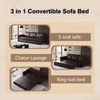 GDFStudio Mary Divano Letto Convertibile King Size Multifunzionale da 93,7" in Similpelle con Dettagli Borchiati