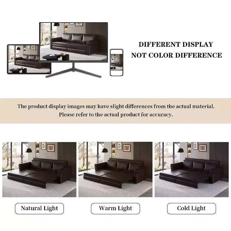 GDFStudio Mary Divano Letto Convertibile King Size Multifunzionale da 93,7" in Similpelle con Dettagli Borchiati