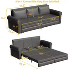GDFStudio Mary Divano Letto Convertibile King Size Multifunzionale da 93,7" in Similpelle con Dettagli Borchiati