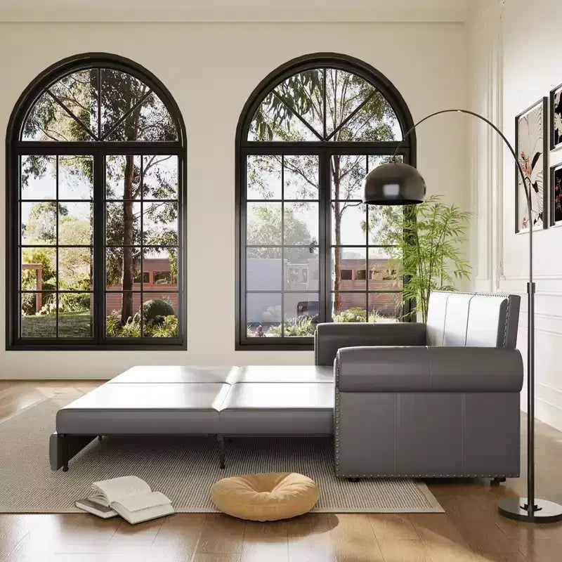 GDFStudio Mary Divano Letto Convertibile King Size Multifunzionale da 93,7" in Similpelle con Dettagli Borchiati