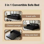 GDFStudio Mary Divano Letto Convertibile King Size Multifunzionale da 93,7" in Similpelle con Dettagli Borchiati