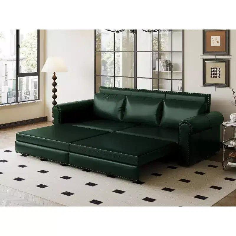 GDFStudio Mary Divano Letto Convertibile King Size Multifunzionale da 93,7" in Similpelle con Dettagli Borchiati