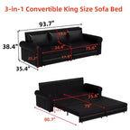 GDFStudio Mary Divano Letto Convertibile King Size Multifunzionale da 93,7" in Similpelle con Dettagli Borchiati