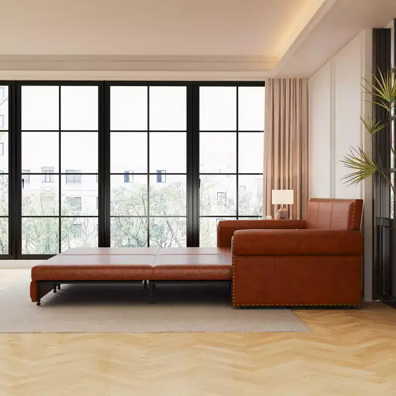 GDFStudio Mary Divano Letto Convertibile King Size Multifunzionale da 93,7" in Similpelle con Dettagli Borchiati