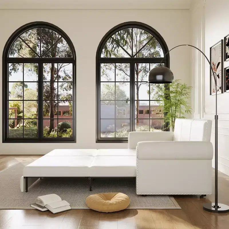 GDFStudio Mary Divano Letto Convertibile King Size Multifunzionale da 93,7" in Similpelle con Dettagli Borchiati