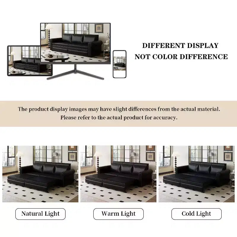 GDFStudio Mary Divano Letto Convertibile King Size Multifunzionale da 93,7" in Similpelle con Dettagli Borchiati