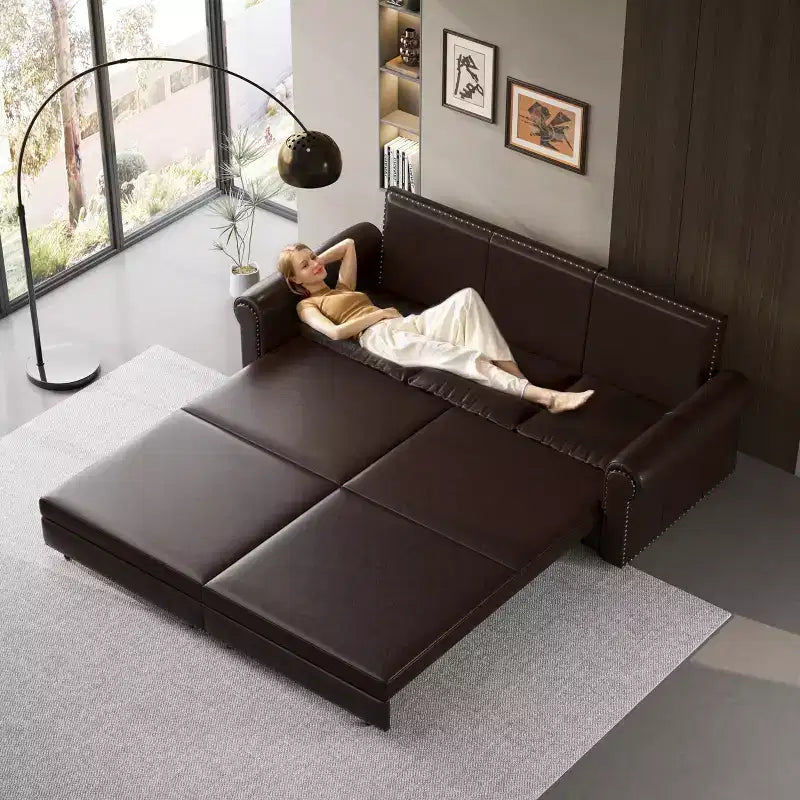 GDFStudio Mary Divano Letto Convertibile King Size Multifunzionale da 93,7" in Similpelle con Dettagli Borchiati