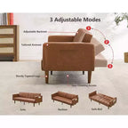 75 Divano letto futon, divano futon moderno di metà secolo, divano letto convertibile con schienale regolabile, divano in pelle PU per soggiorno, marrone
