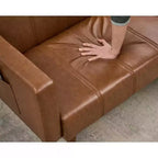 75 Divano letto futon, divano futon moderno di metà secolo, divano letto convertibile con schienale regolabile, divano in pelle PU per soggiorno, marrone