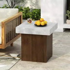 Christopher Knight Home Ashmore Outdoor Lightweight Concrete Square Side Table, Antique White/Natural