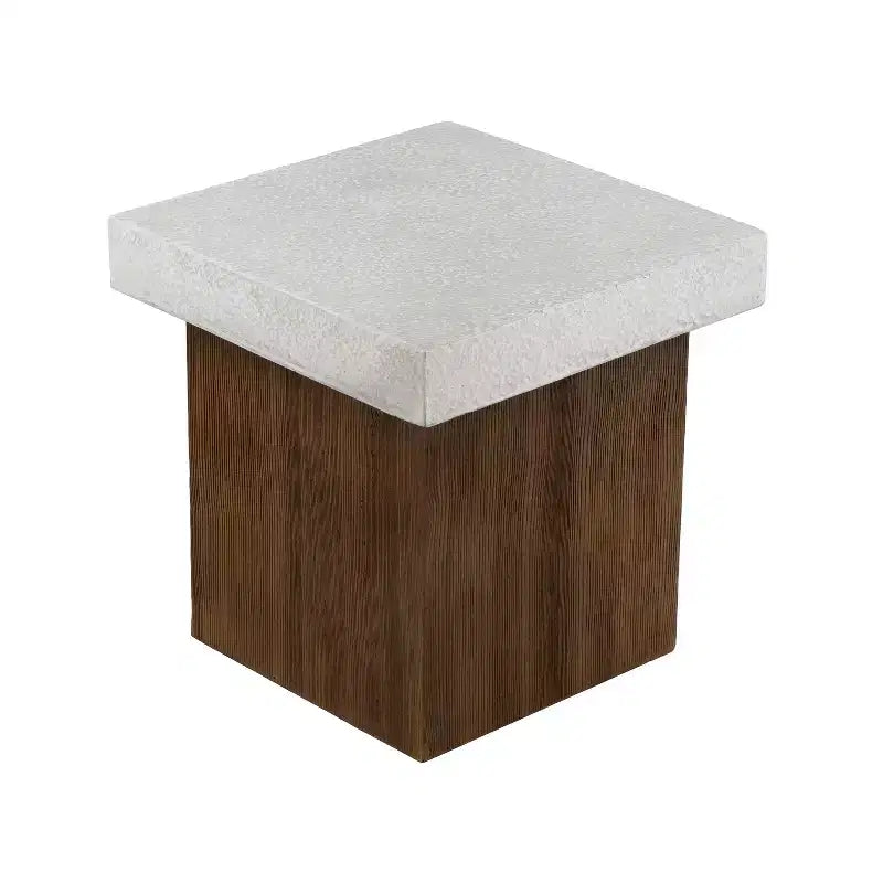 Christopher Knight Home Ashmore Tavolino Quadrato da Esterno in Cemento Leggero, Bianco Antico/Naturale