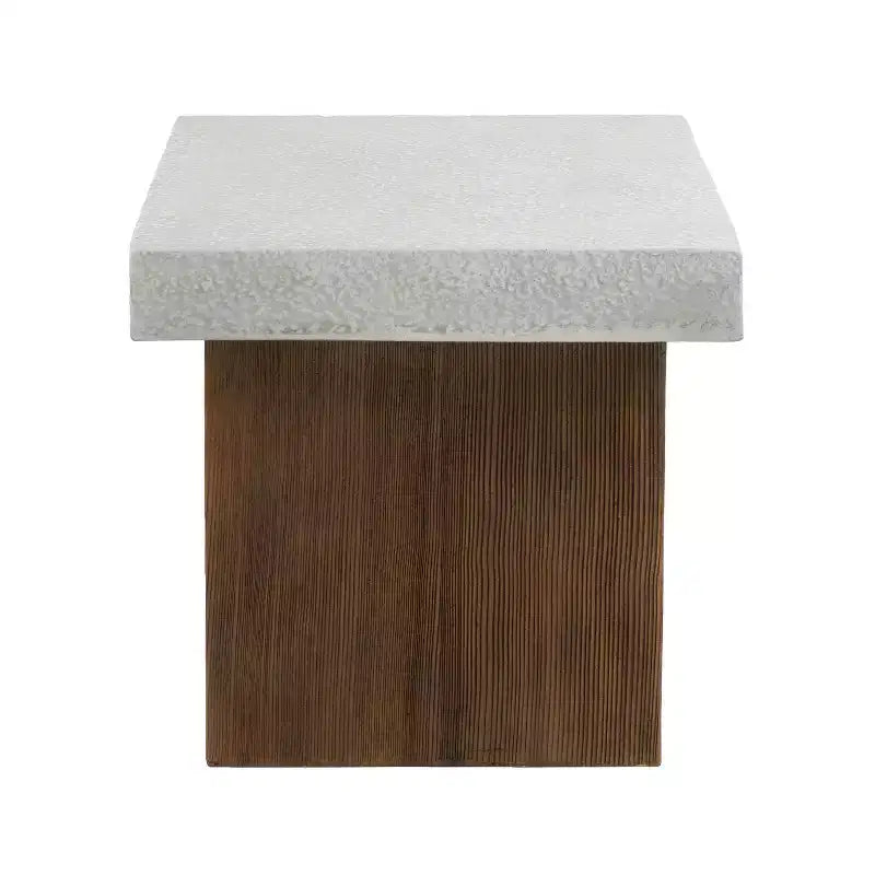 Christopher Knight Home Ashmore Tavolino Quadrato da Esterno in Cemento Leggero, Bianco Antico/Naturale