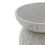 LuxenHome Tavolino da Esterno, 16 Tavolini d'Appoggio in Cemento per Patio, Tavolo Rotondo Effetto Invecchiato Bianco Sporco e Grigio, Tavolino d'Appoggio per Interni ed Esterni