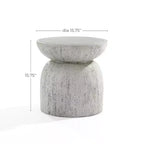 LuxenHome Tavolino da Esterno, 16 Tavolini d'Appoggio in Cemento per Patio, Tavolo Rotondo Effetto Invecchiato Bianco Sporco e Grigio, Tavolino d'Appoggio per Interni ed Esterni