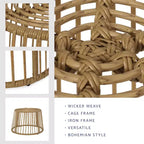 GDFStudio Apulia Table d'appoint ronde en osier et fer, brun clair