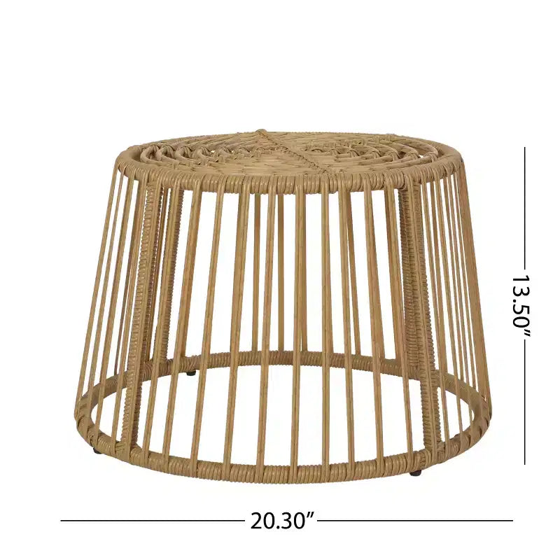 GDFStudio Apulia Table d'appoint ronde en osier et fer, brun clair