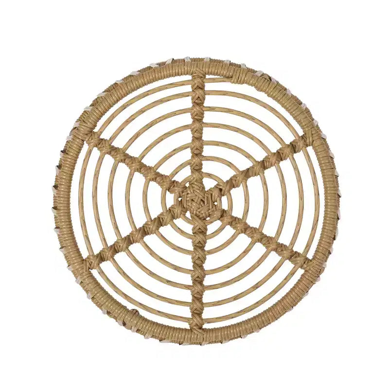 GDFStudio Apulia Table d'appoint ronde en osier et fer, brun clair