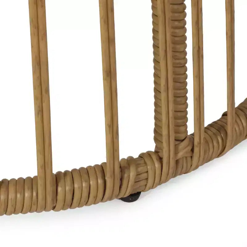 GDFStudio Apulia Table d'appoint ronde en osier et fer, brun clair