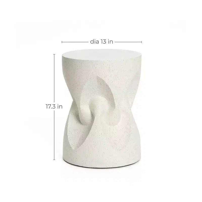 LuxenHome Tavolino da esterno, tavolino da patio moderno rotondo in cemento screziato bianco sporco da 17 pollici, tavolino da caffè da esterno per giardino